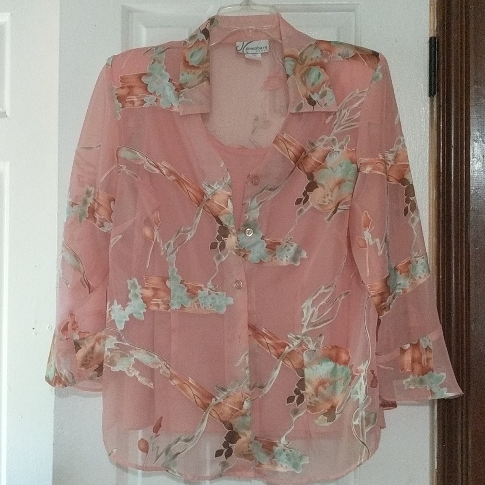 Sheer floral top with tank top